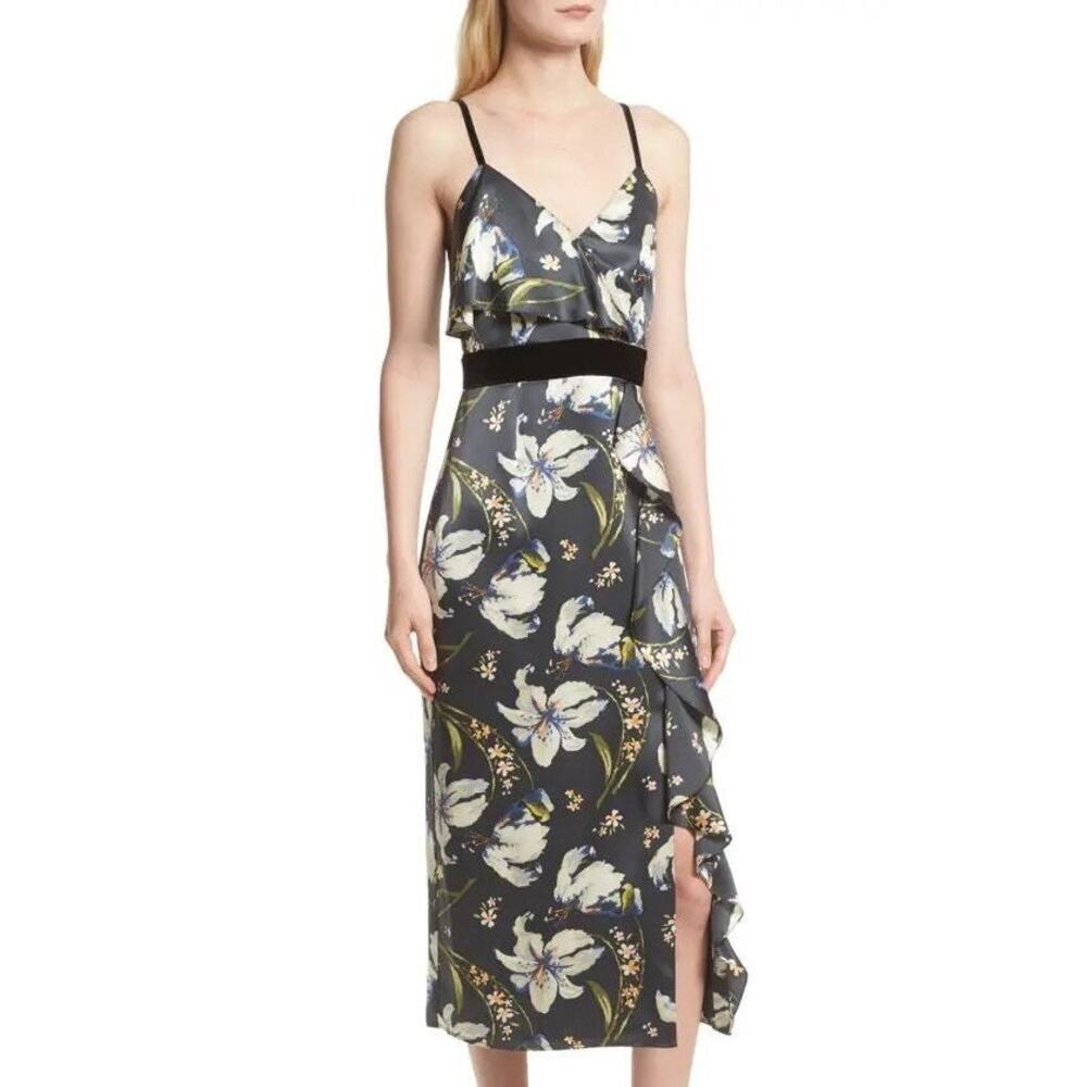 Cinq‎ à Sept Babydoll Floral Silk Dress Women’s 4 Fairy Romantic Cocktail Event